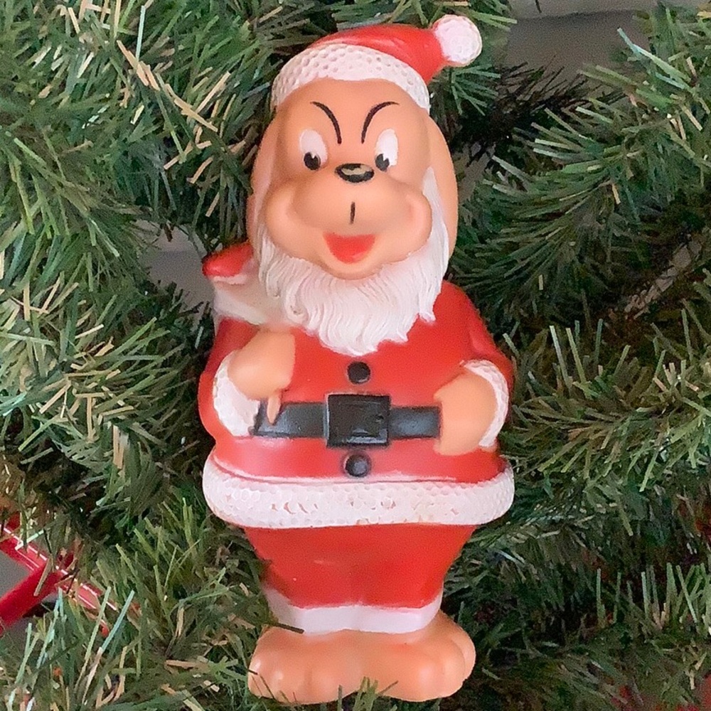 🎅🏻 Vintage 1960’s Christmas Santa “Paws” Rubber Dog Squeaky Toy